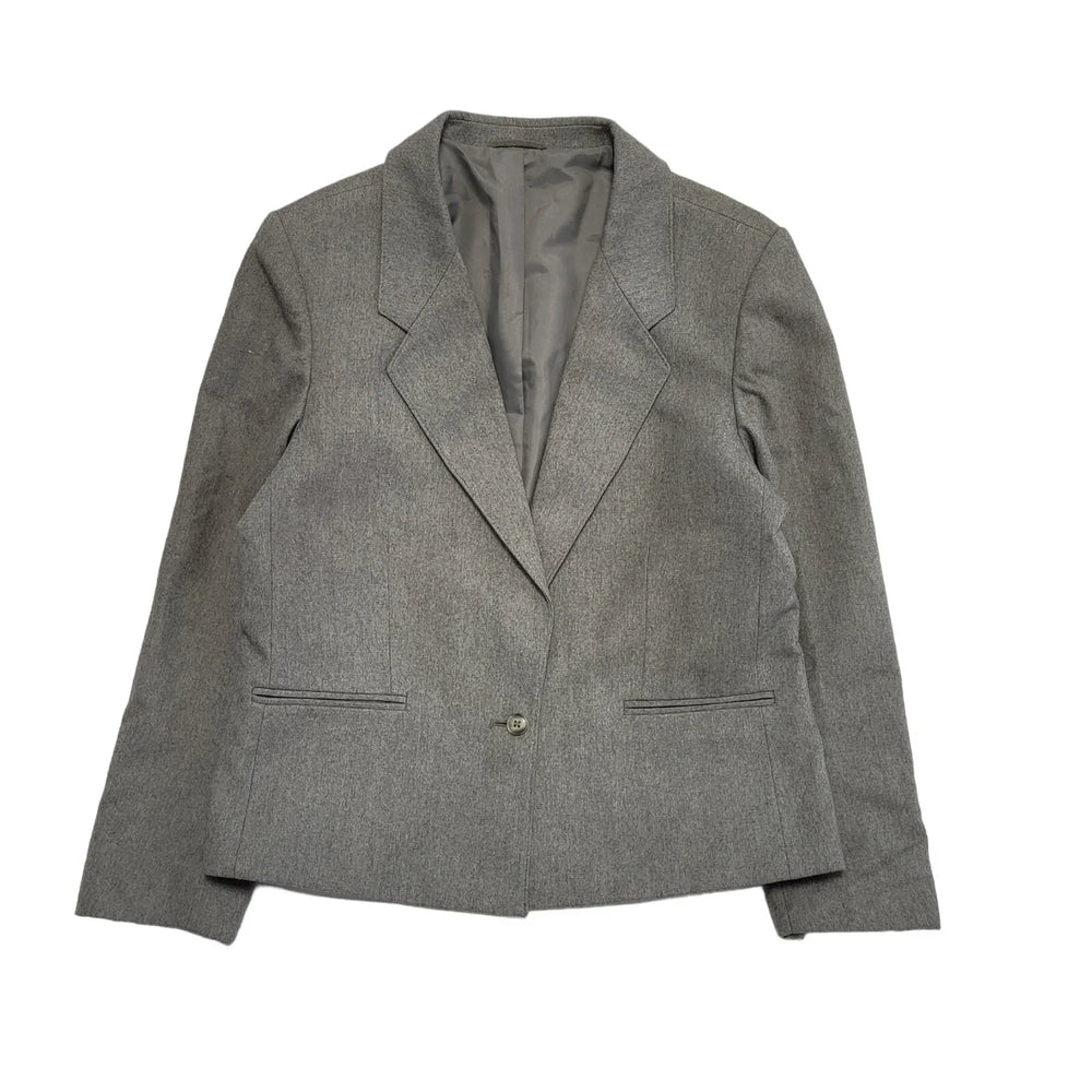 St Michael Vintage 90s Grey Solid Blazer Jacket Womens Size 16