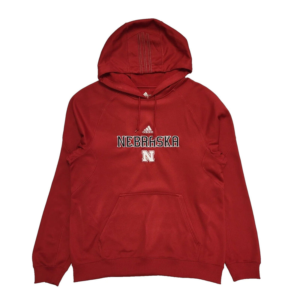 Adidas Clima Warm Hoodie Red Nebraska Drawstring Men's UK L EU 54 L236