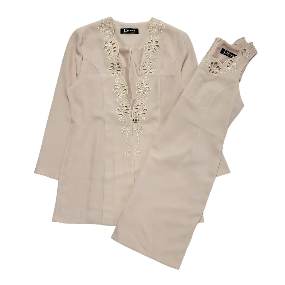 Debut 80s Vintage Pink 2 Piece Dress Suit Uk Women's Size 14