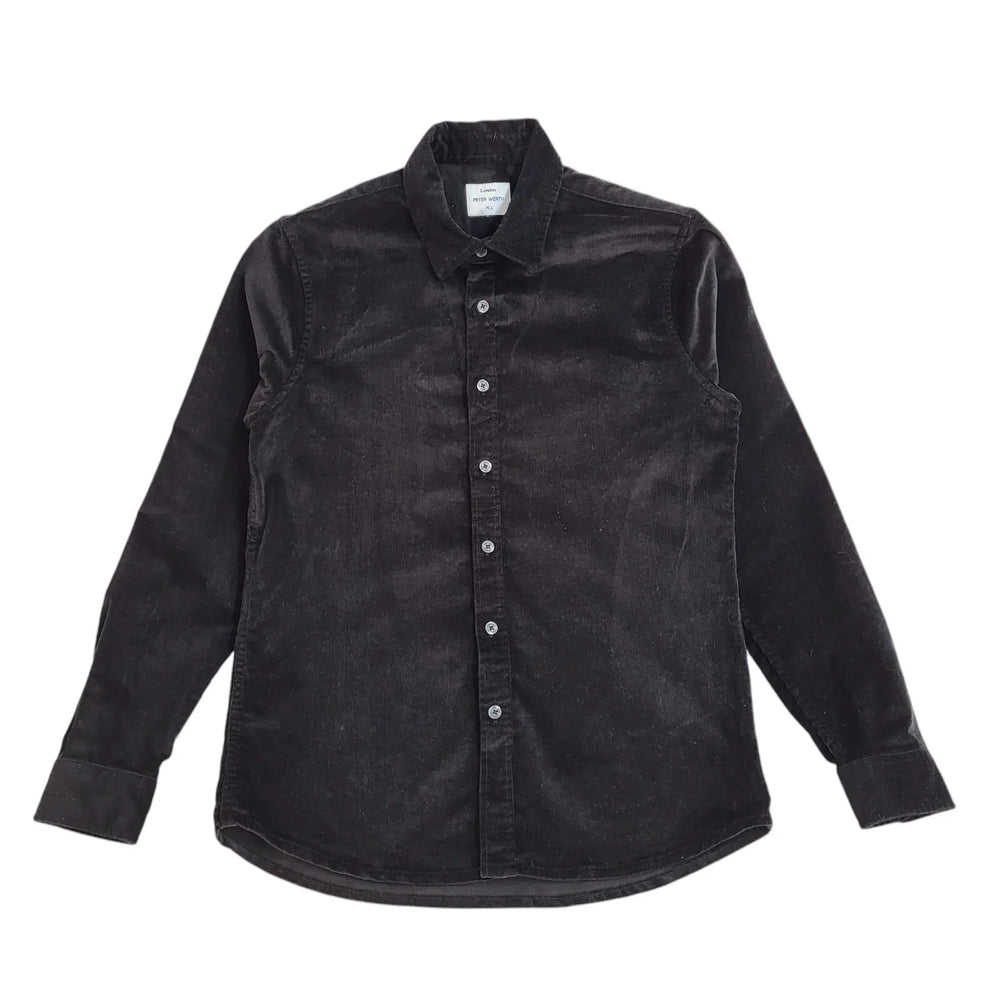 Peter Werth Black Corduroy Long Sleeve Shirt UK Men's S EE637