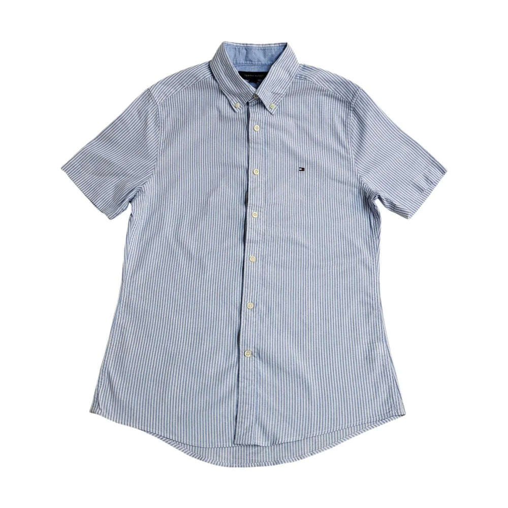 Tommy Hilfiger Blue White Striped Short Sleeve Shirt Uk Men's Size XS Bnwt FF44
