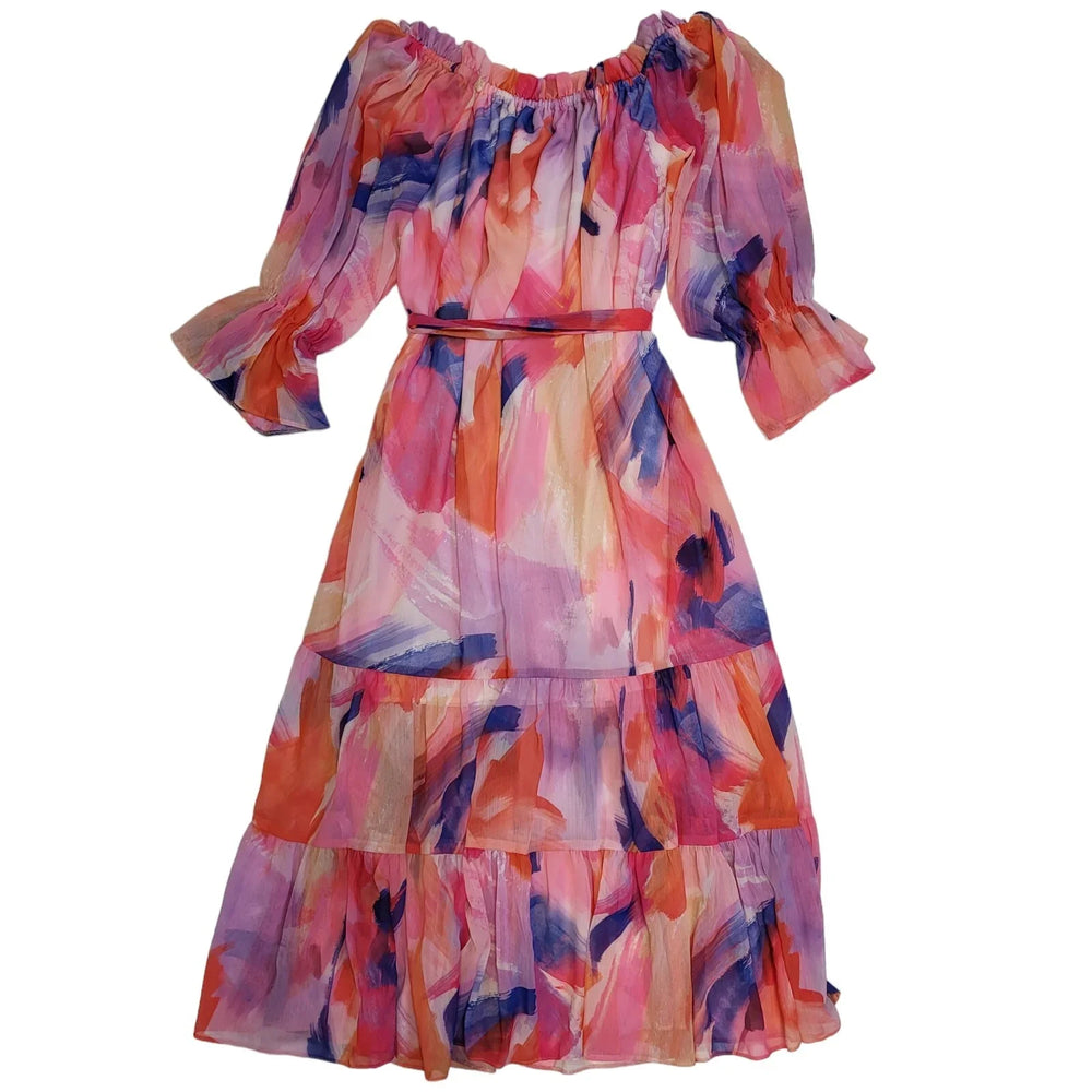 River Island Pink Balearic Sundow Dress Women's Size 10 Bnwt DD279