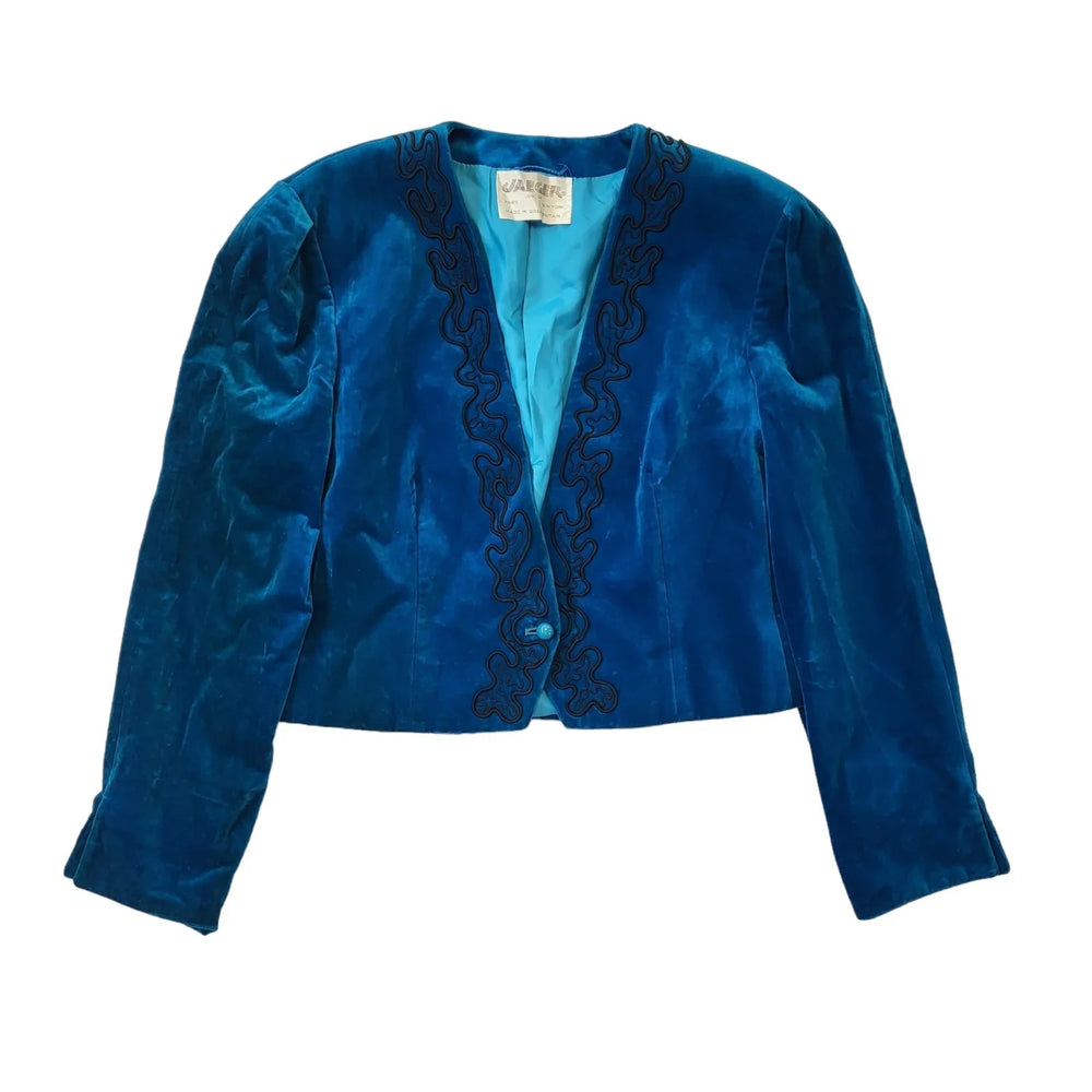 Jaeger 80s Vintage Blue One Button Wool Jacket Women's Size 12