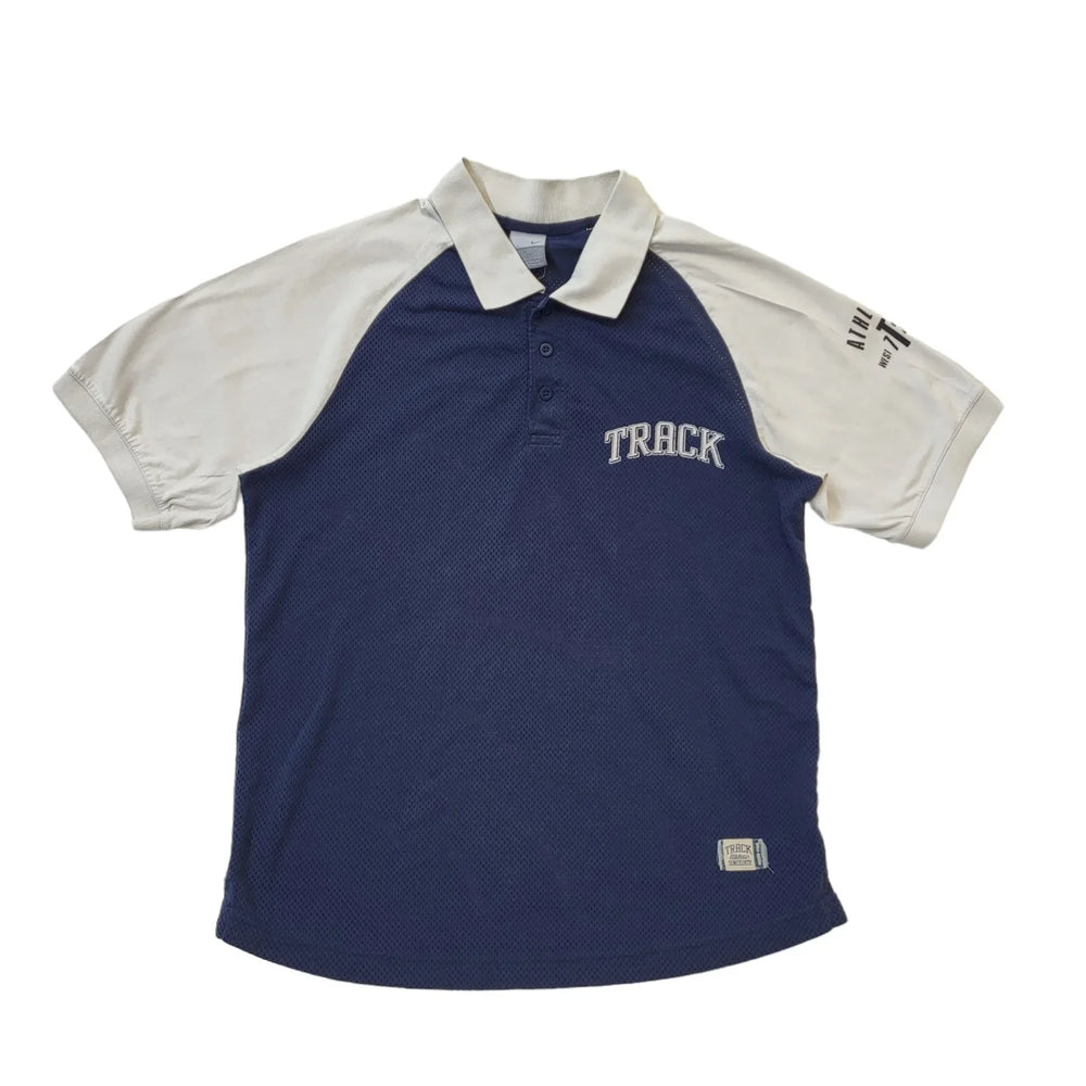 Nike Y2K Blue & Grey Mesh Short Sleeve Polo Shirt Men's Size Medium