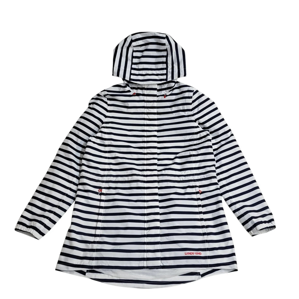 Lands' End Jacket Navy White Raincoat Women's Size 6 XS L796