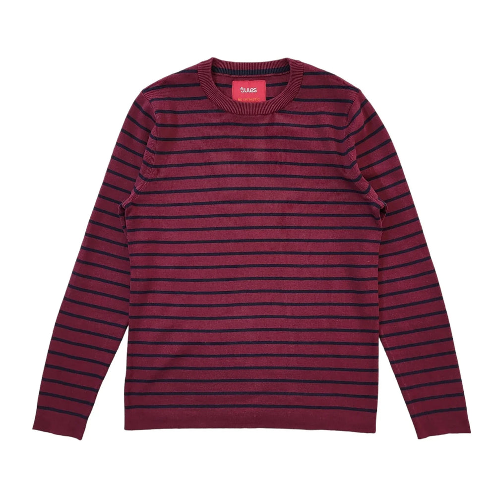 Jules Red Black Striped Crew Neck Cotton Jumper Uk Men's Large L360