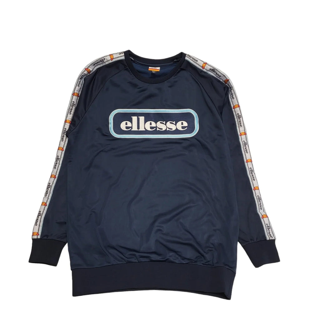 Ellesse Blue Sweatshirt Popper Sleeve Oversized Crew Neck Womens UK M BB72