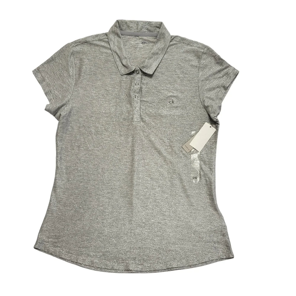 Calvin Klein Silver Snap Short Sleeve Polo T-Shirt Womens UK L BNWT DD677