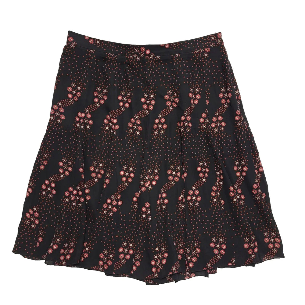 Brooks Bros Floral Skirt Black Pink Zip Back Uk Women's Size 10/12 W28-30 L78