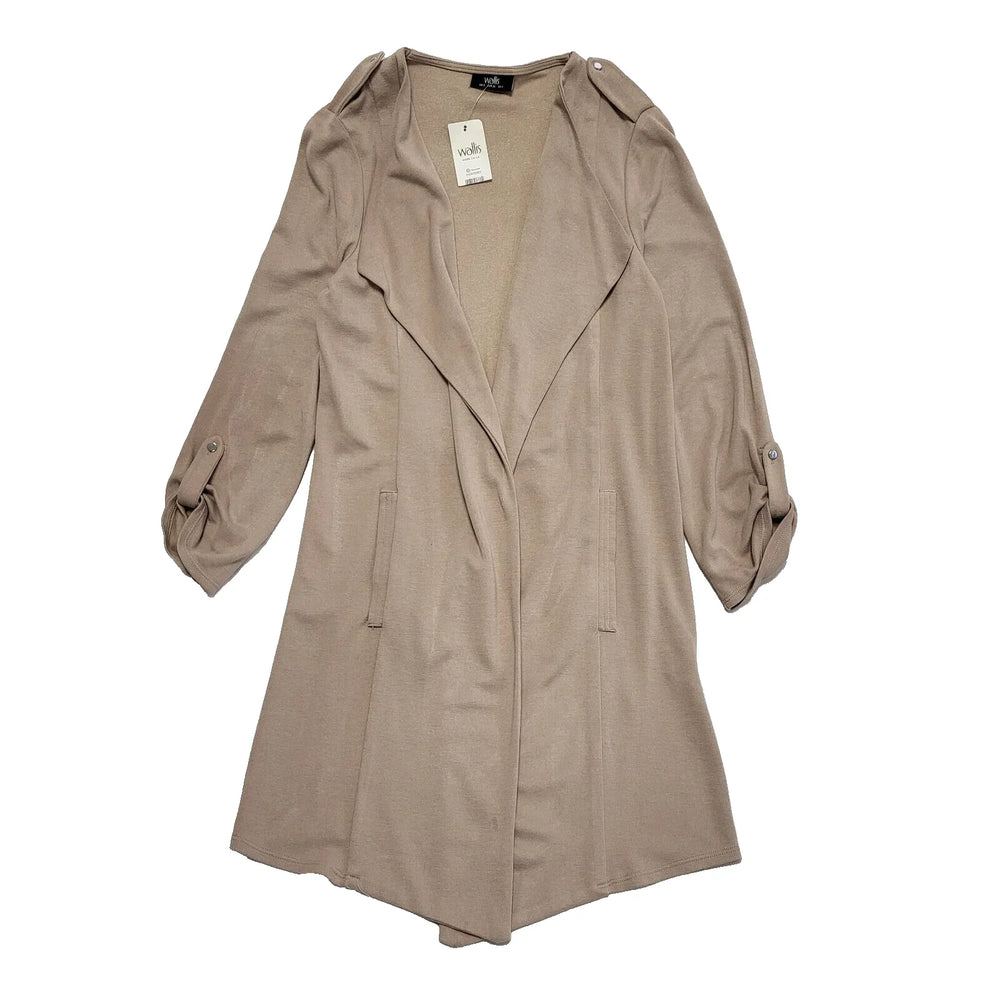 Wallis Camel Open Front Coat Uk Women's Size 8 Bnwt DD354