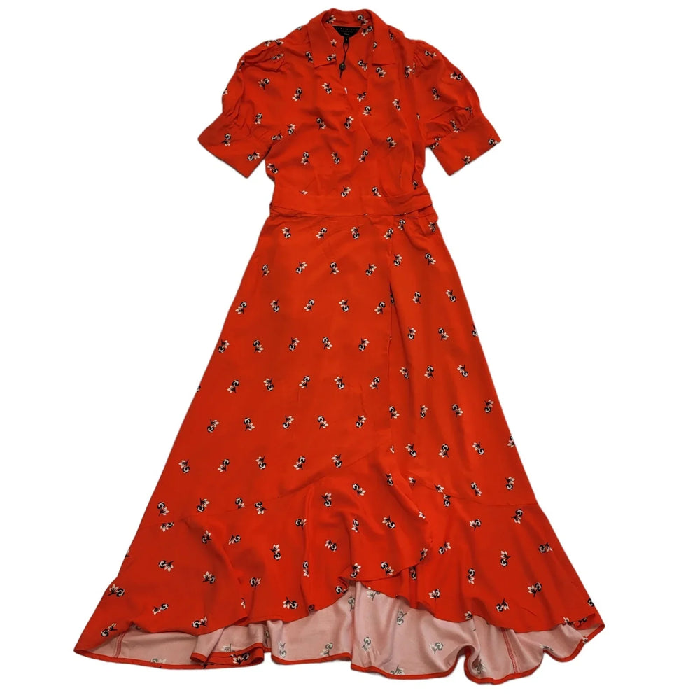Next Red V-Neck Floral V-Neck Maxi Wrap Dress Uk Women's Size 8 Bnwt DD116