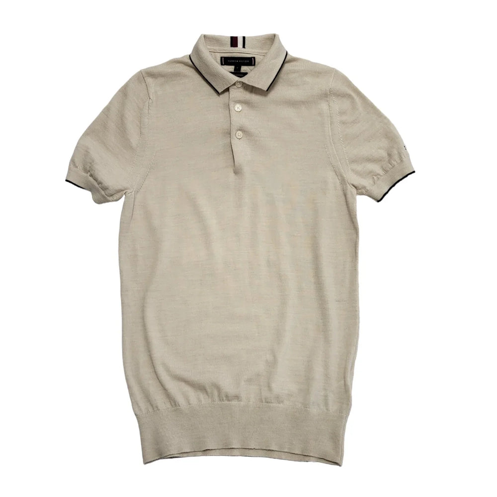 Tommy Hilfiger Beige 1/4 Zip Polo Top Uk Men's Size Small DD325