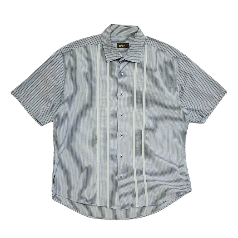 Ted Baker Vintage Y2K Blue White Striped Short Sleeve Shirt Men's UK L