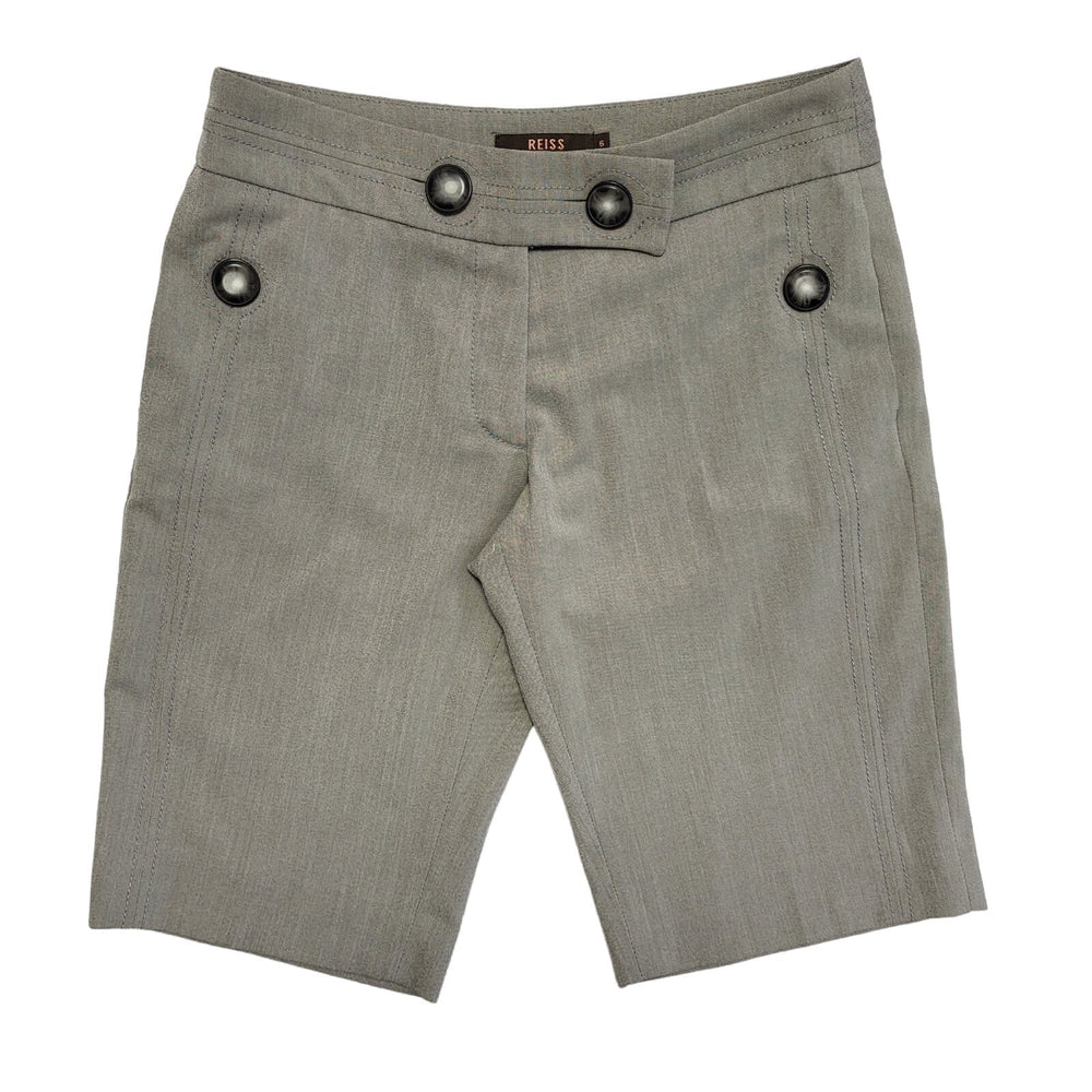 Reiss Grey Low Rise Button Shorts Womens Size 6 W28 DD700