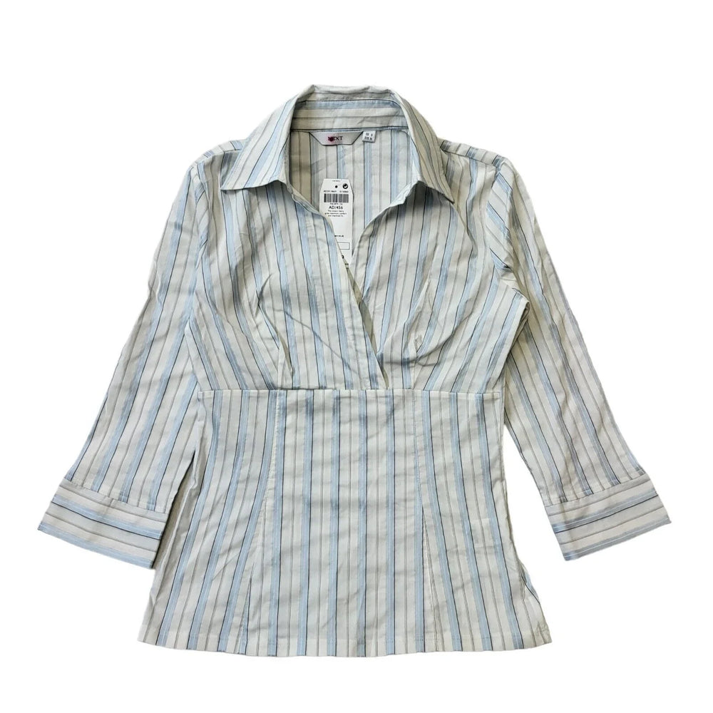 Next White Blue Striped Shirt Uk Women's 8 Bnwt G615