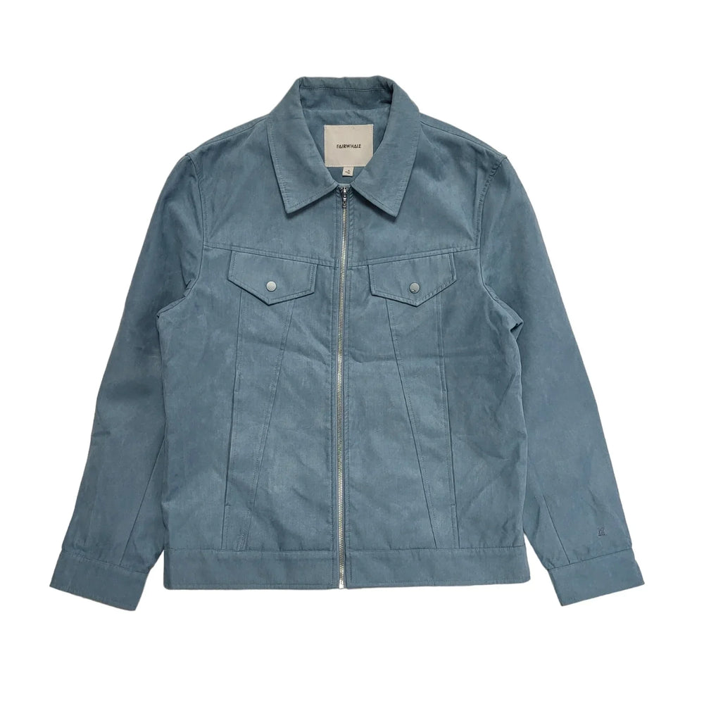 Fair Whale Blue Zipped Faux Suede Jacket Uk Men's Size XL CC976