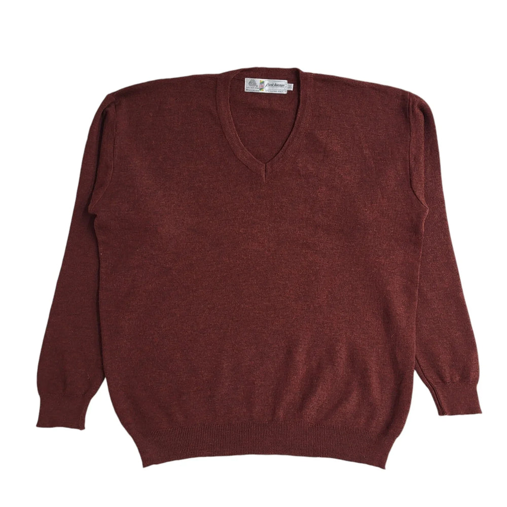Park Avenue Wool Burgundy V-Neck Vintage 90's Jumper Men's UK XL