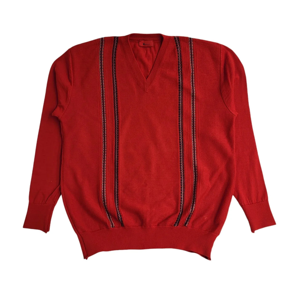 Gabicci Vintage 90's Red V-Neck Jumper UK Men's Size Large