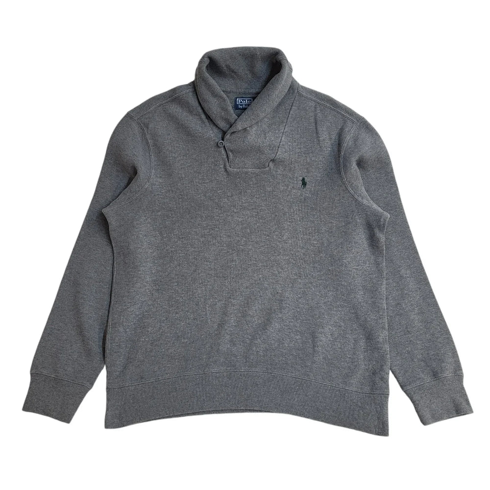Polo Ralph Lauren Grey Roll Neck Vintage Y2K Jumper Men's UK L