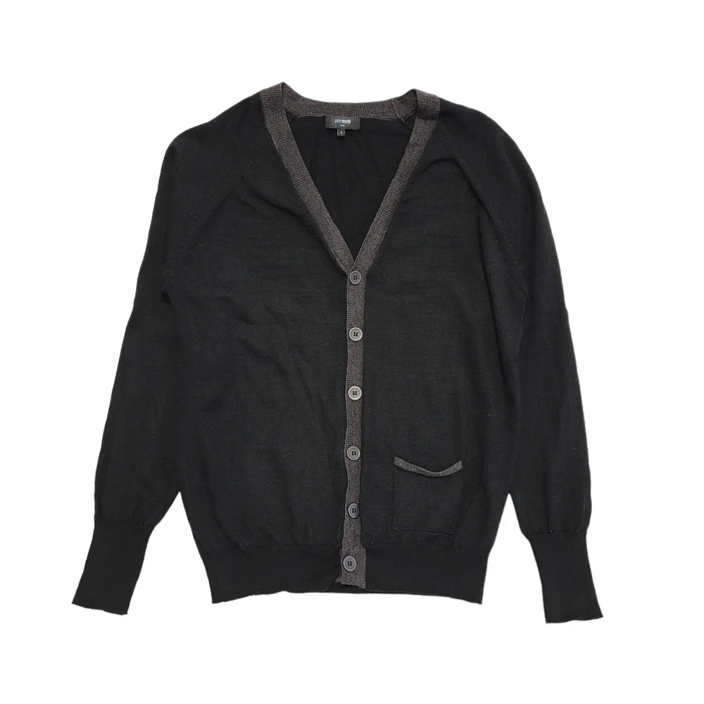 Peter Werth Black & Grey Button Up V-Neck Cardigan Mens UK M CC581