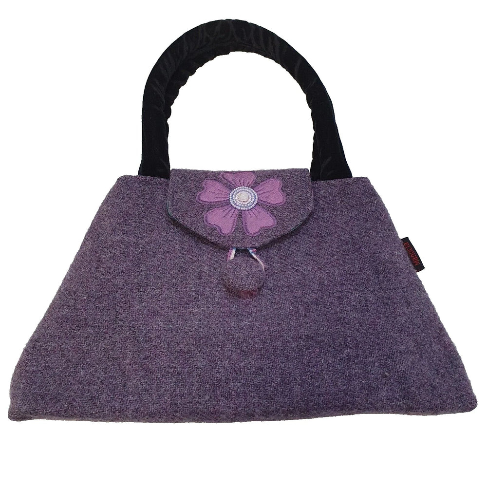 Harris Tweed Purple Wool Triangle Small Top Handle Handbag Uk Women's 13" x 7"