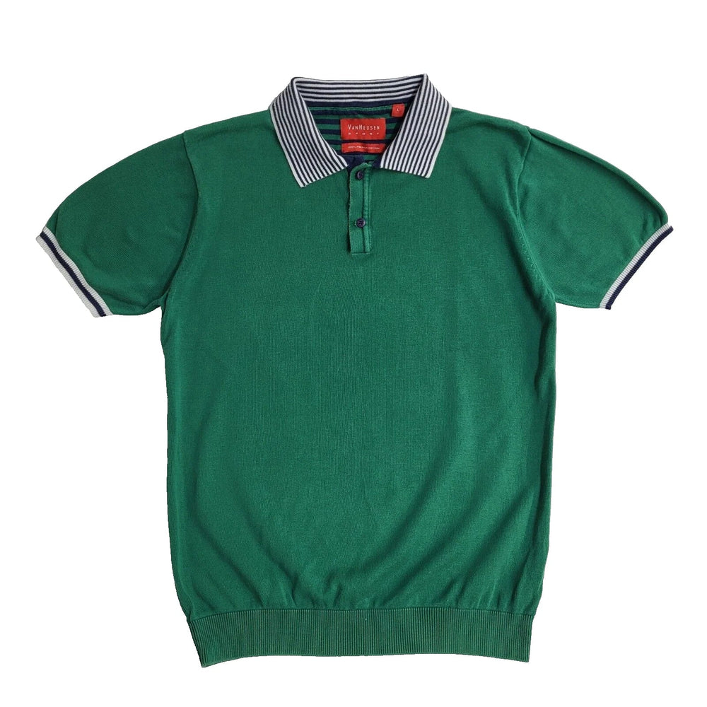 Van Heuson Y2K Green Short Sleeve Polo Top Men's UK Size L