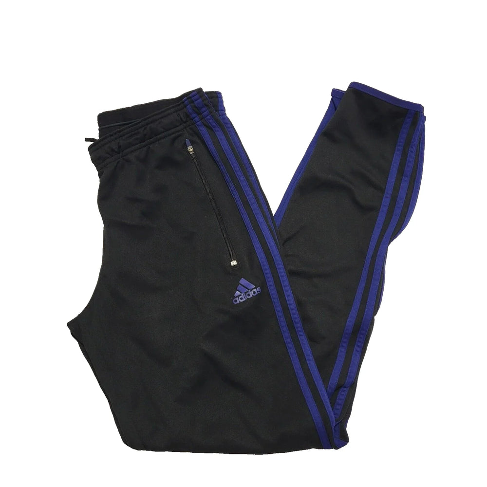 Adidas Black Blue Tapered Tracksuit Bottoms Uk Women's M 12-14 W30-32 L28 K749