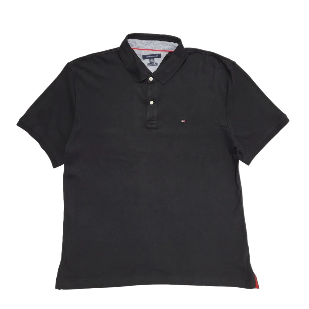 Tommy Hilfiger Black Custom Fit Black Stretch polo T-Shirt Men's UK 2XL H368
