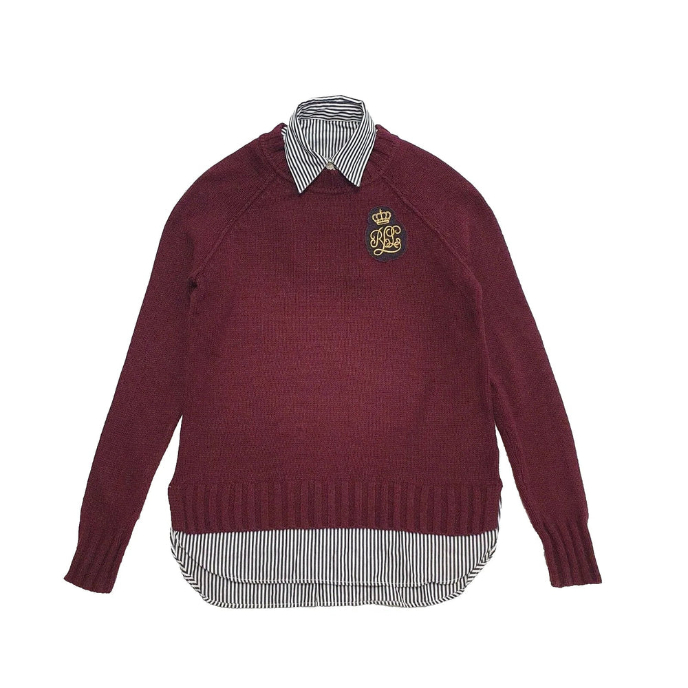 Ralph Lauren Maroon Shirt Long Sleeve Knit Jumper Uk Women's XXS 4 K827