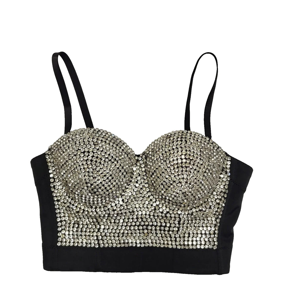 Giorgia Bralette Top Black Diamante Strappy Crop Uk Women's S 8 Bnwt L291