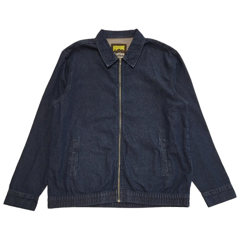 Atlas For Men Dark Blue Zipped Denim Jacket Uk Men's Large BB688