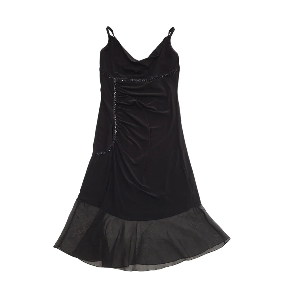 Spin 90s Vintage Scrappy Cowl Neck Black Dress Women's Size M