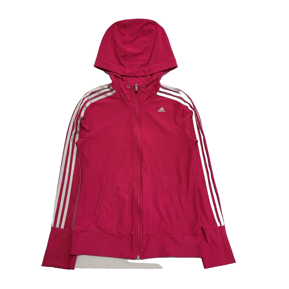 Adidas Pink Zipped Hooded Tracksuit Top Uk Women's Size Medium L393