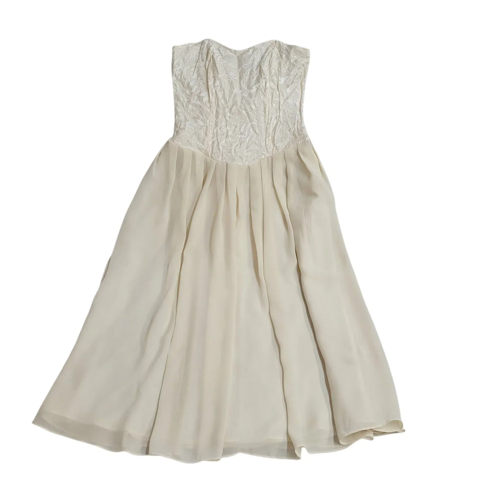 Hamells Vintage 80's Cream Strapless A-Line Midi Dress Womens Uk 10