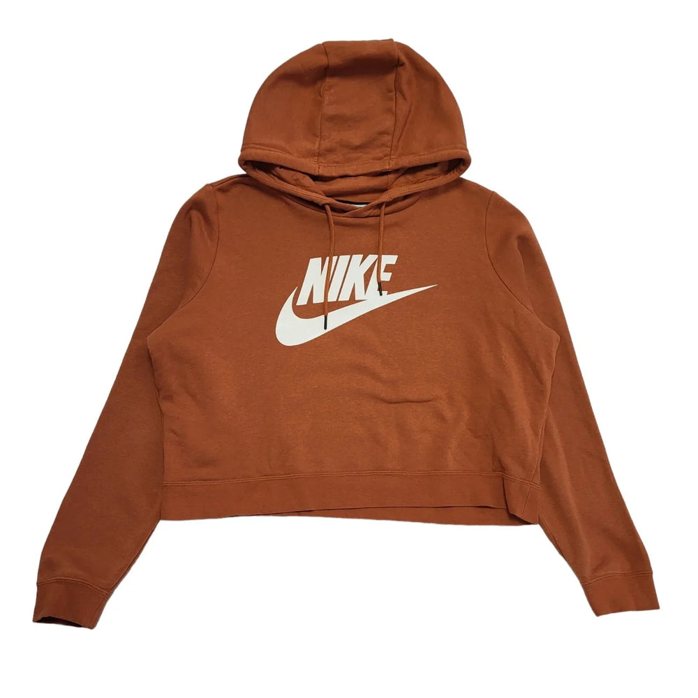 Nike Brown Cropped Sports Hoodie Drawstring Womens UK Size XL DD606