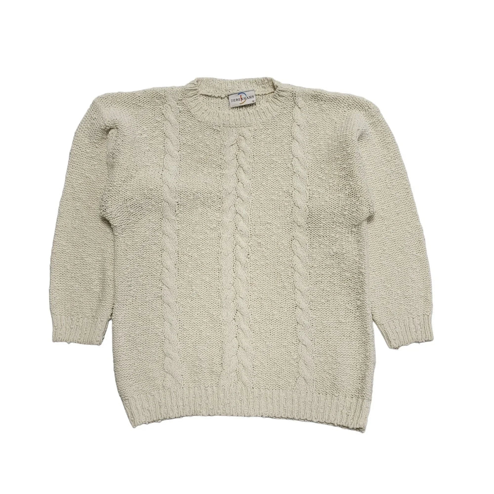 Debenhams 80s Vintage White Acrylic Round Neck Jumper Uk Women's Size Medium