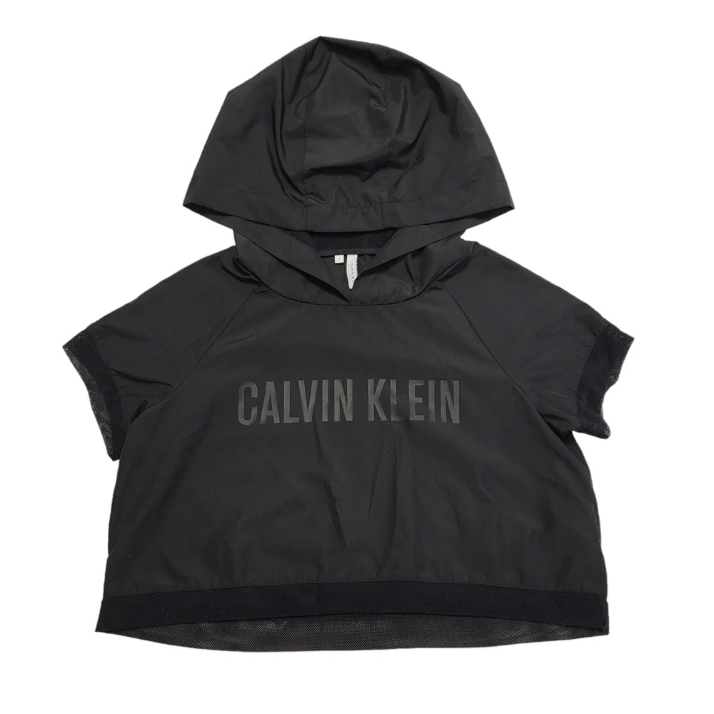 Calvin Klein Short Sleeve Hooded Cropped Swimwear Top Womens UK S CC308