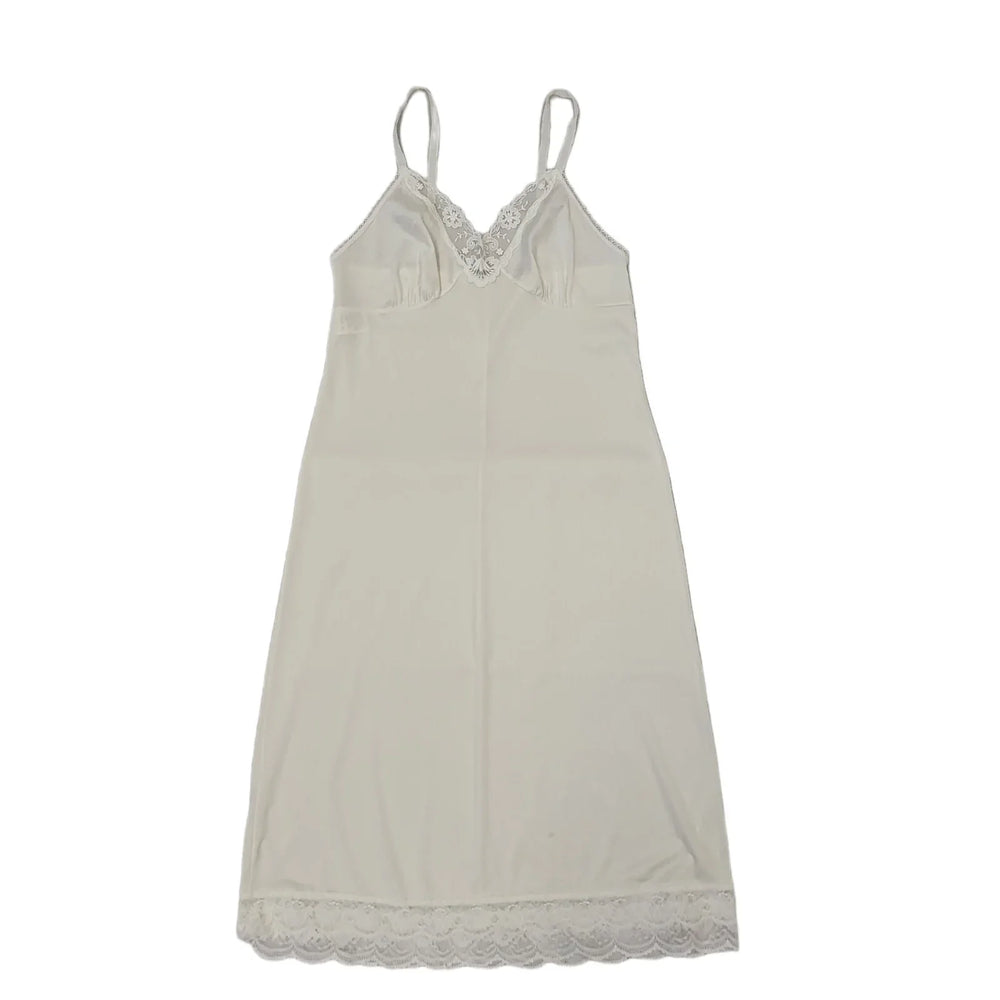 St Michael Vintage 70s White Sleeveless Night Dress Uk Women's Size 12