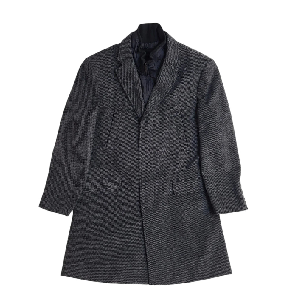 Jeff Banks Vintage Y2k Grey Wool Button Overcoat Uk Men's Size XL