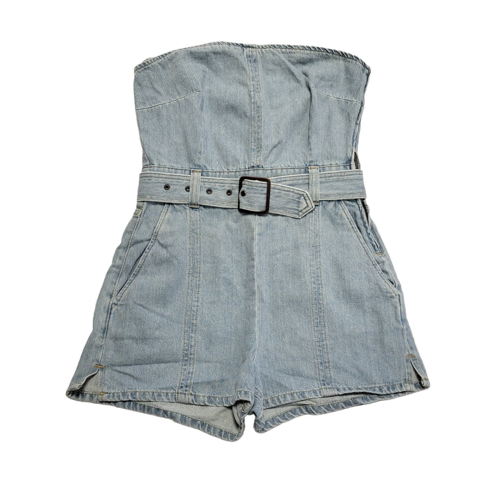 River Island Blue Denim Dungaree Shorts Jumpsuit Uk Women's M 10 Bnwt K512