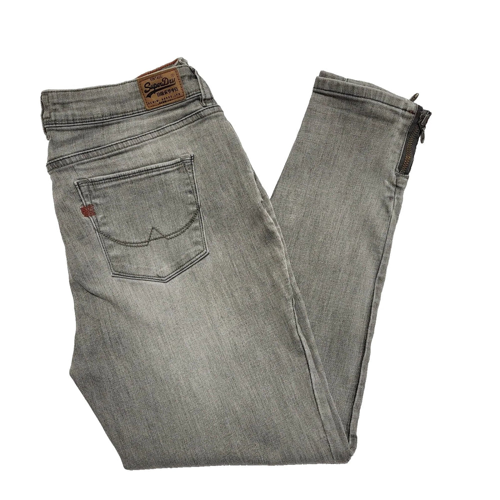 Superdry Grey Skinny Stretch Denim Jeans Uk Women's Size 14 W32 L25 L606