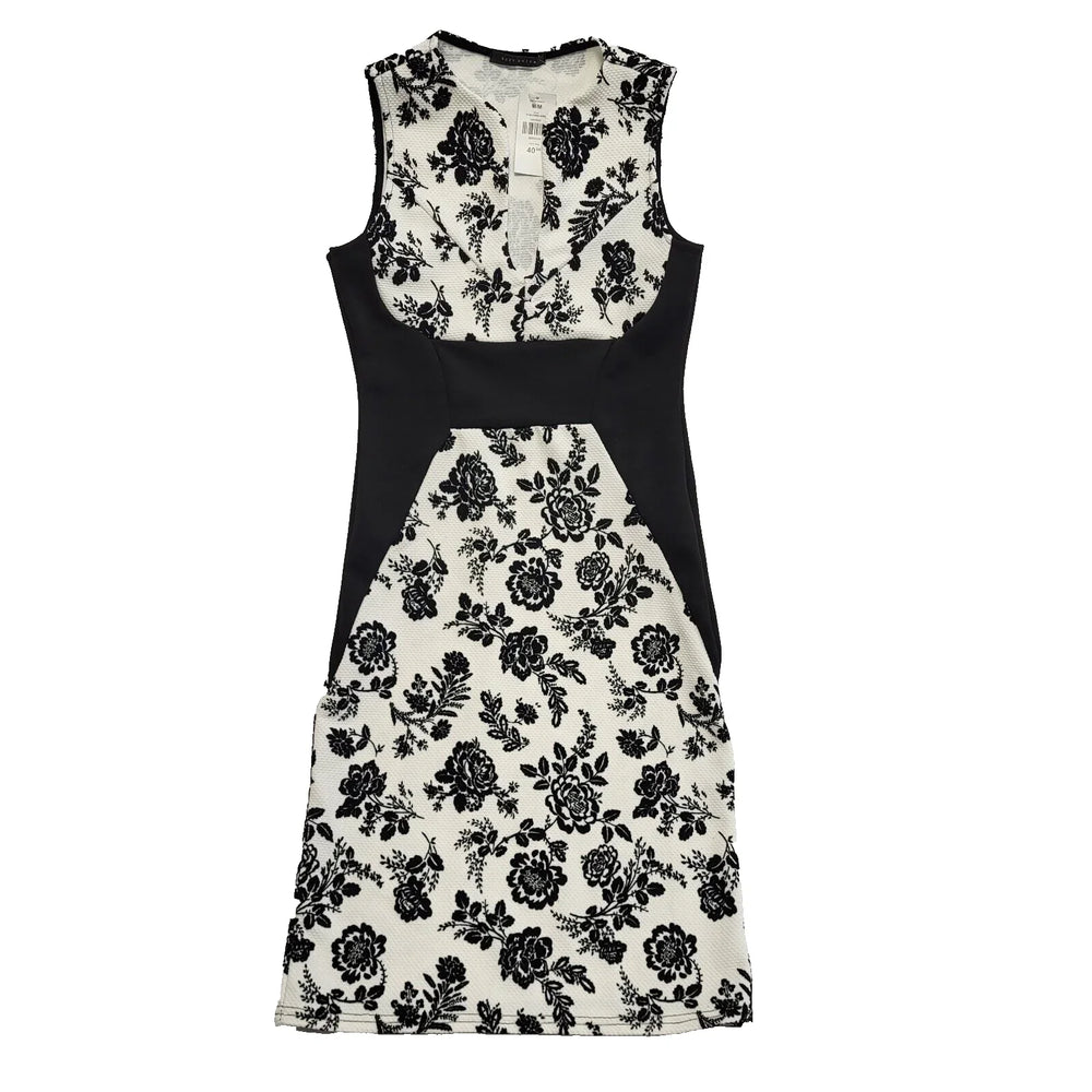 Suzy Shier Floral Black White Sleeveless Bodycon Dress Uk Women's M BNWT L703