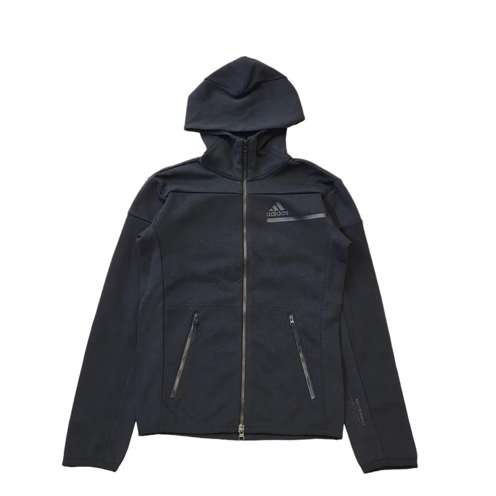 Adidas Black Zipped Hooded Tracksuit Top Men's Uk xS Eu 44 H409
