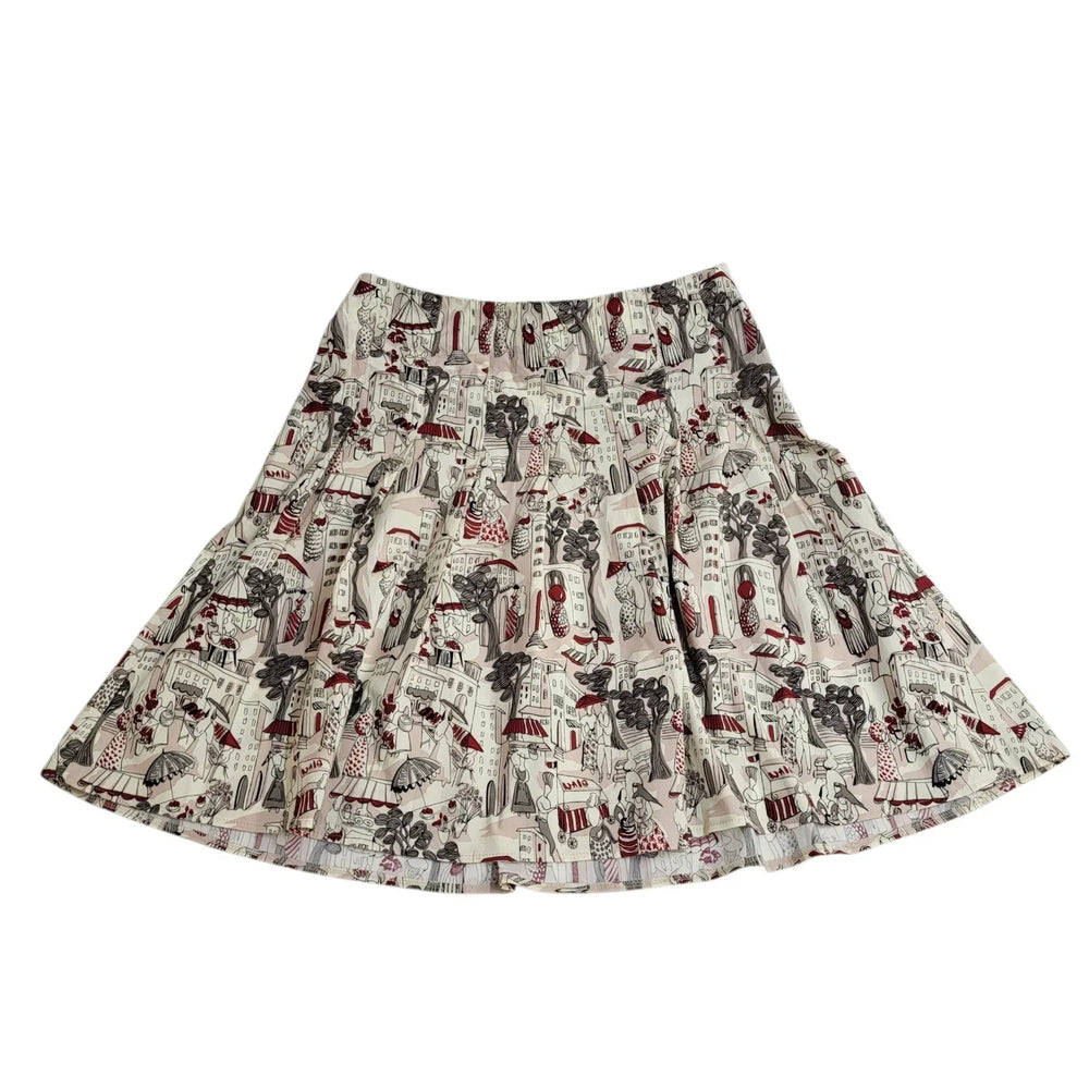 Next Y2K Skirt A-Line Knee Lenght Market Scene retro Women's Size L 12 W30