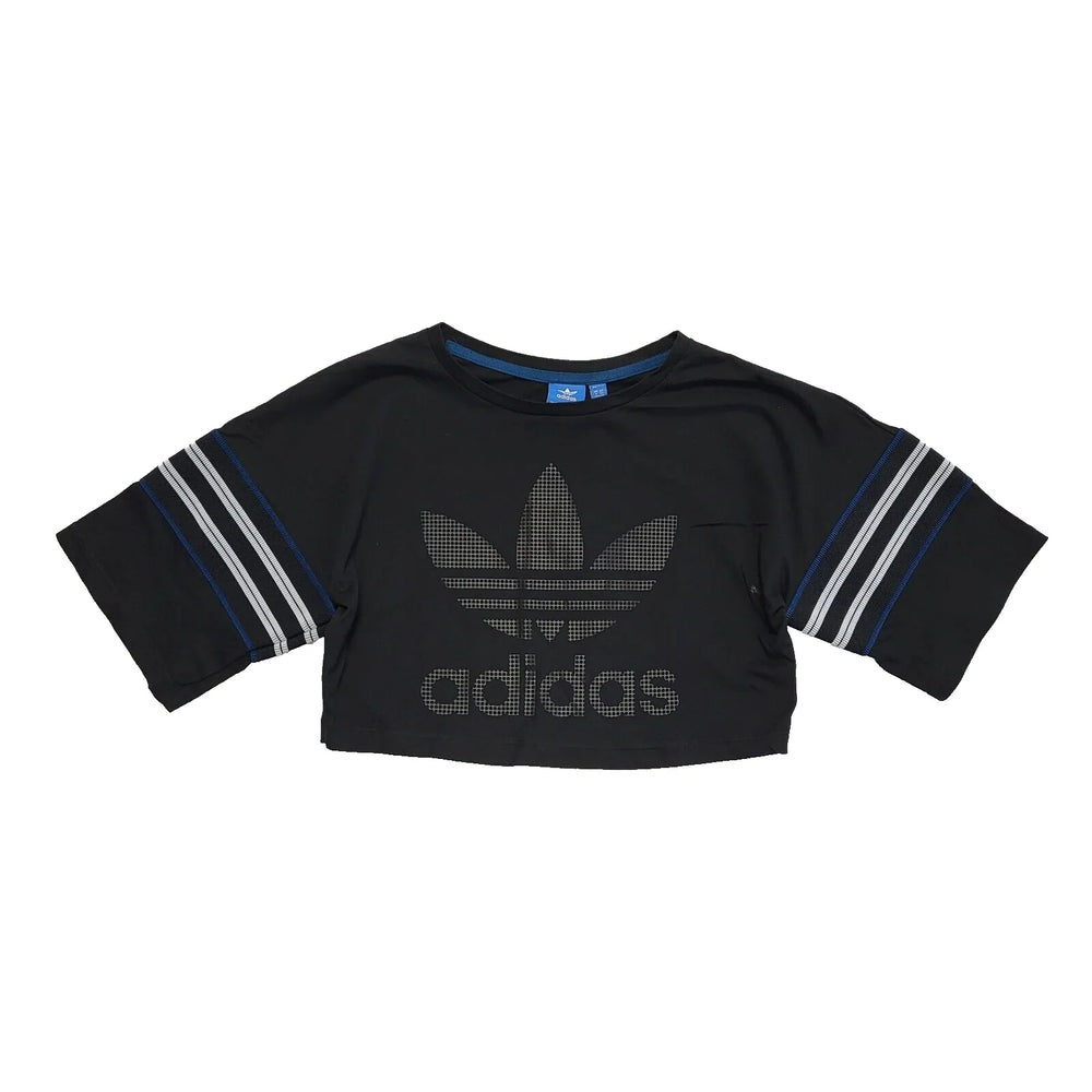 Adidas Black Round Neck Cropped Sweatshirt Uk Women's Size 6 Bnwt L529