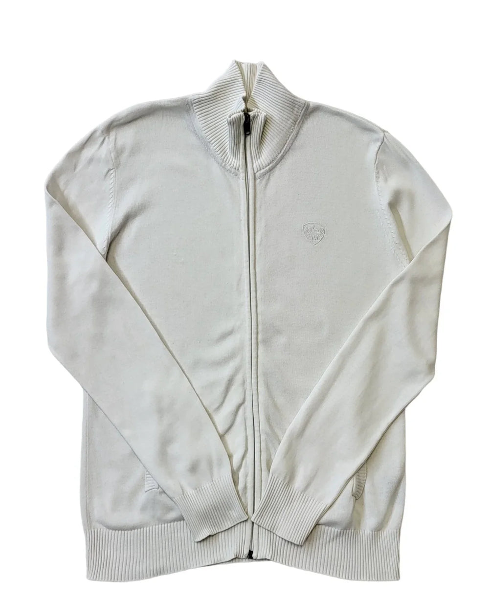 Schott Y2K Vintage White Zipped Cotton Cardigan Men's Size Small