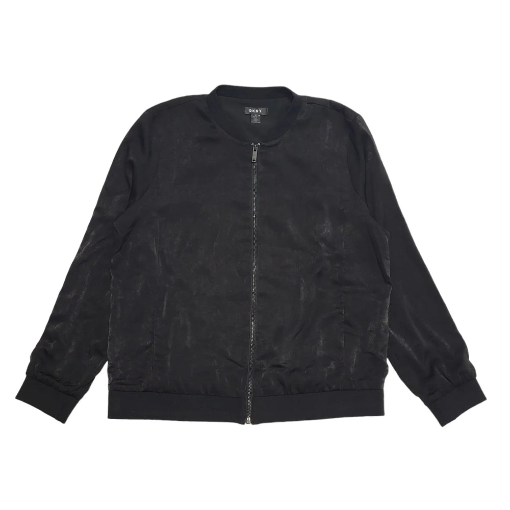 DKNY Black Zipped Bomber Jacket Uk Women's Size Medium DD348