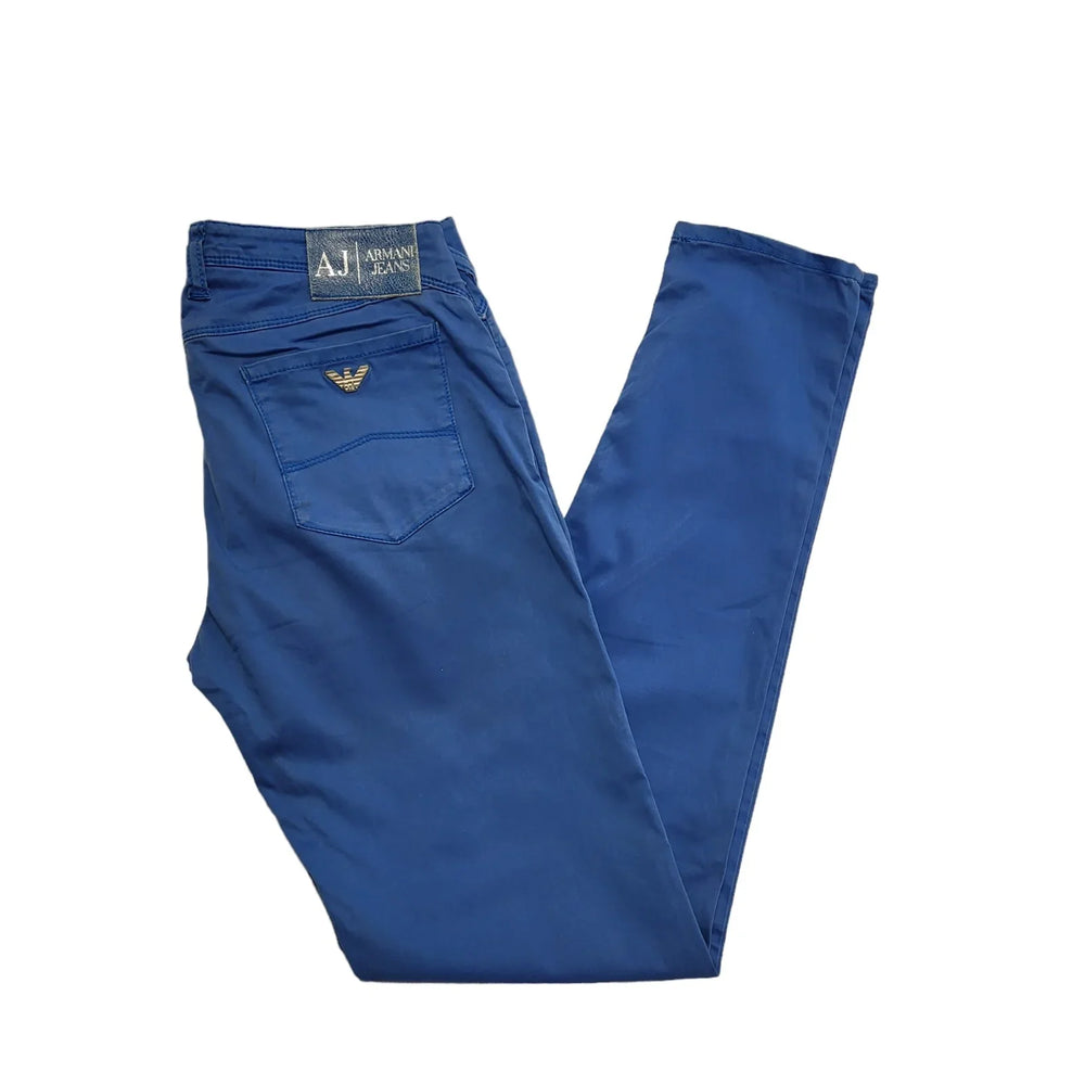 Women's Armani Jeans Blue Skinny Leg Chino Trousers Uk M 10 W28 L29 K503