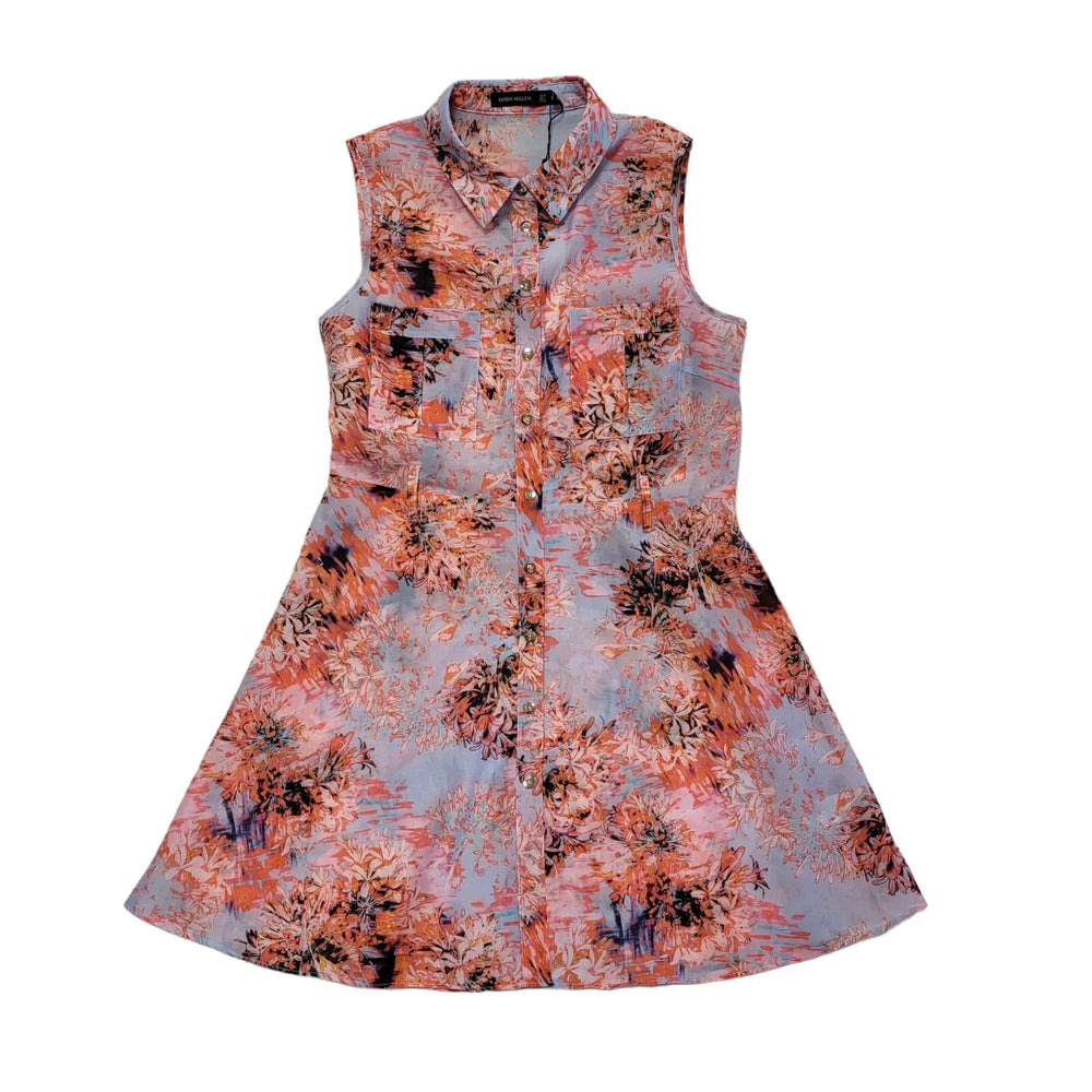 Karen Millen Pink Floral Organza Shirt Dress Uk Women's Size 12 Bnwt DD83