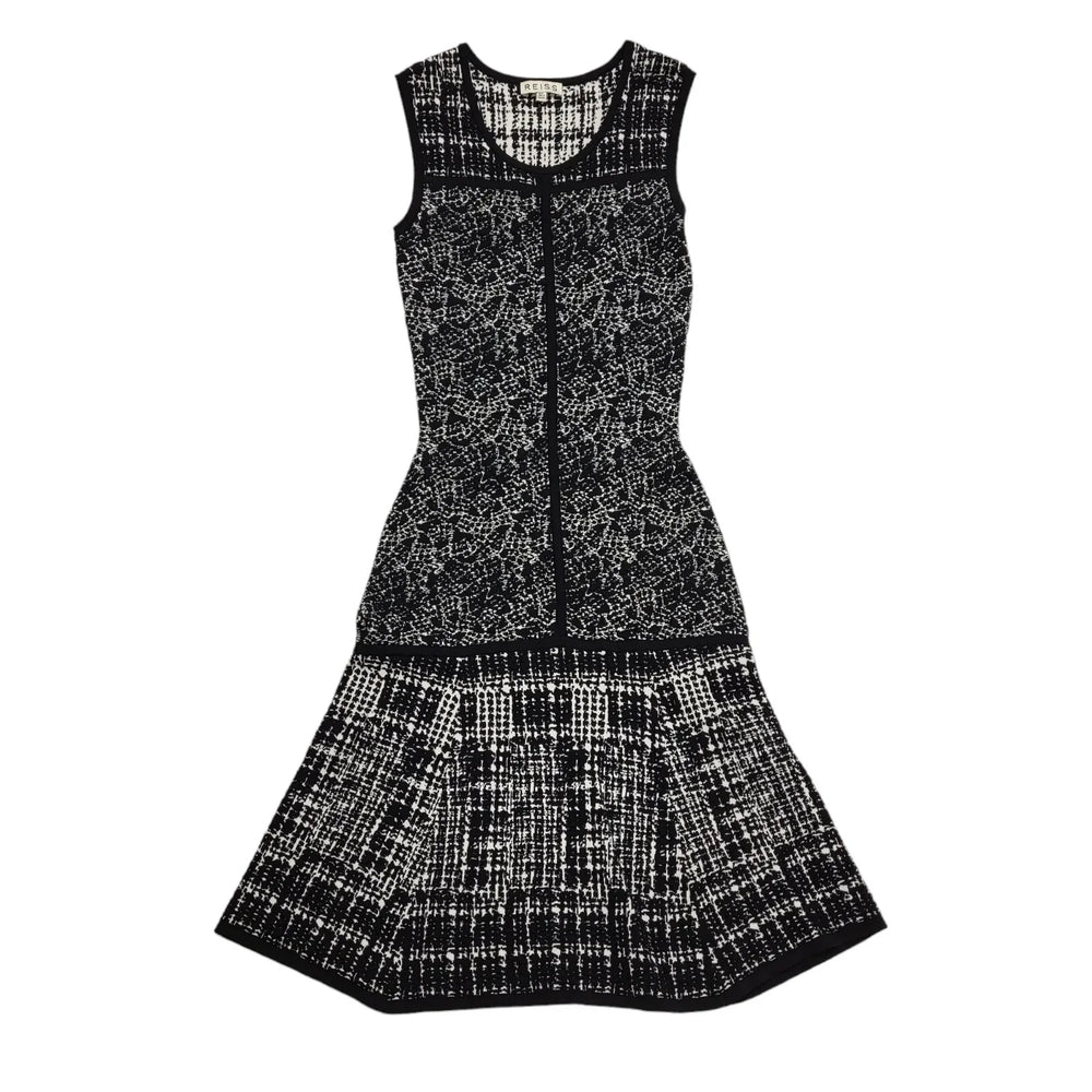 Reiss Black White Bodycon Evening Formal Dress Women's UK Size 6 BB727